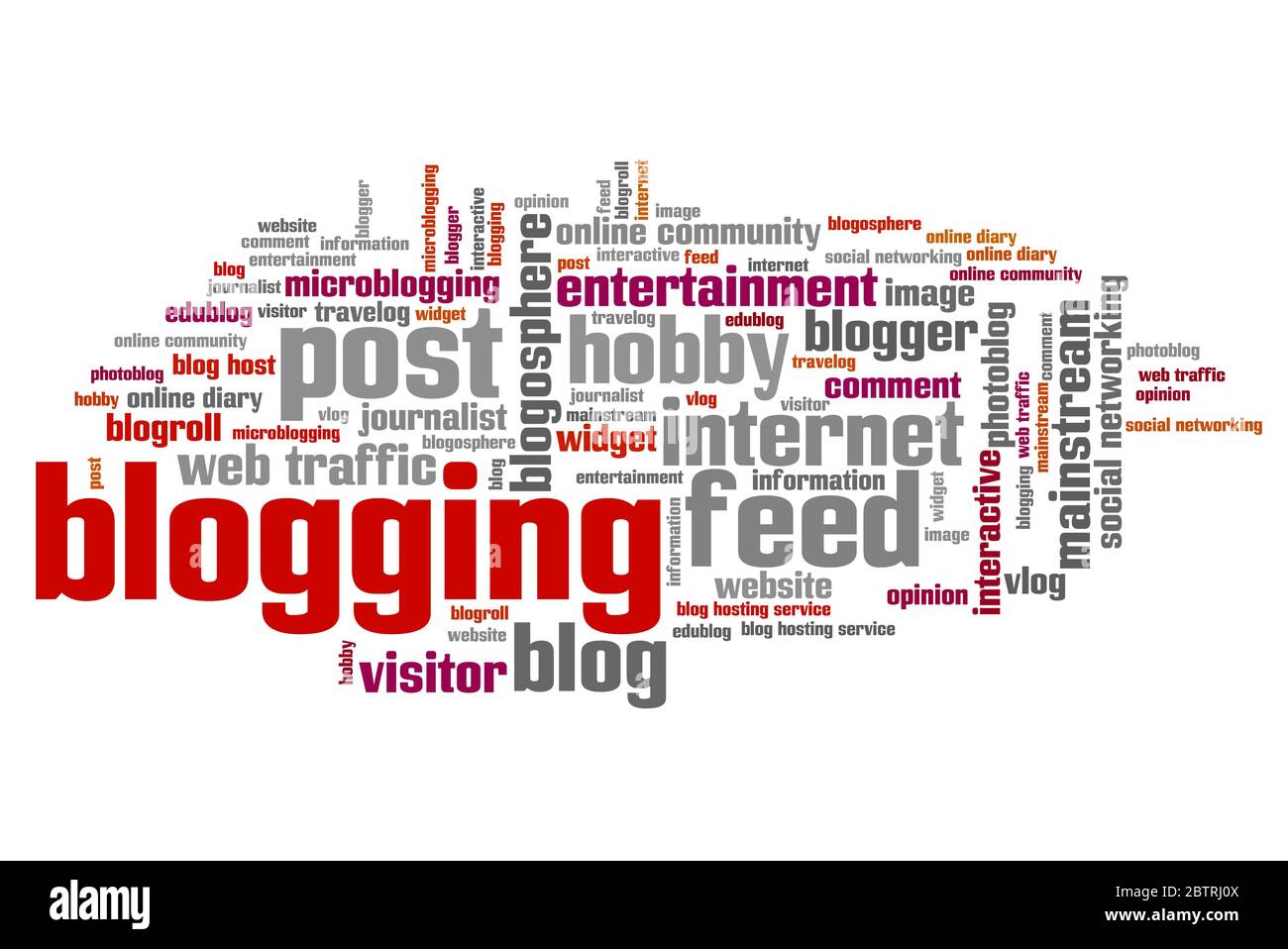 Blogging issues and concepts word cloud illustration. Word collage concept. Stock Photo