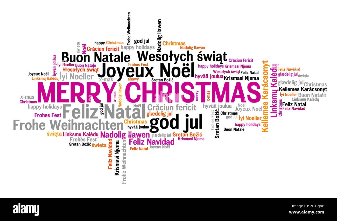 Buon Natale Translation English.Merry Christmas Wishes Translation International Christmas Wishes In Multiple Languages Including English French Portuguese Polish And Spanish Stock Photo Alamy