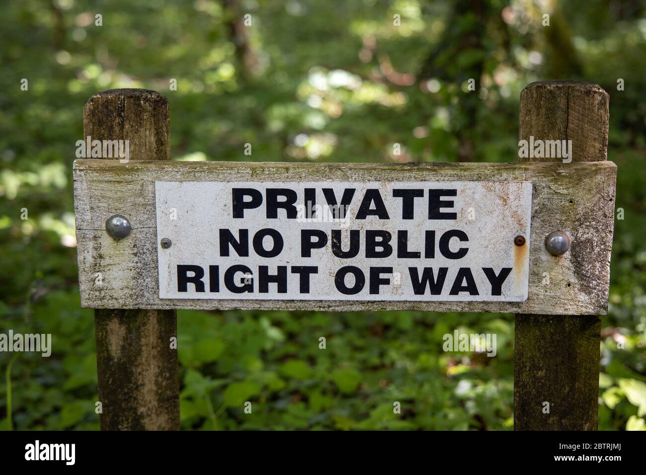 Private No Public Right of Way sign at Lukesland Gardens, Ivybridge, Devon Stock Photo