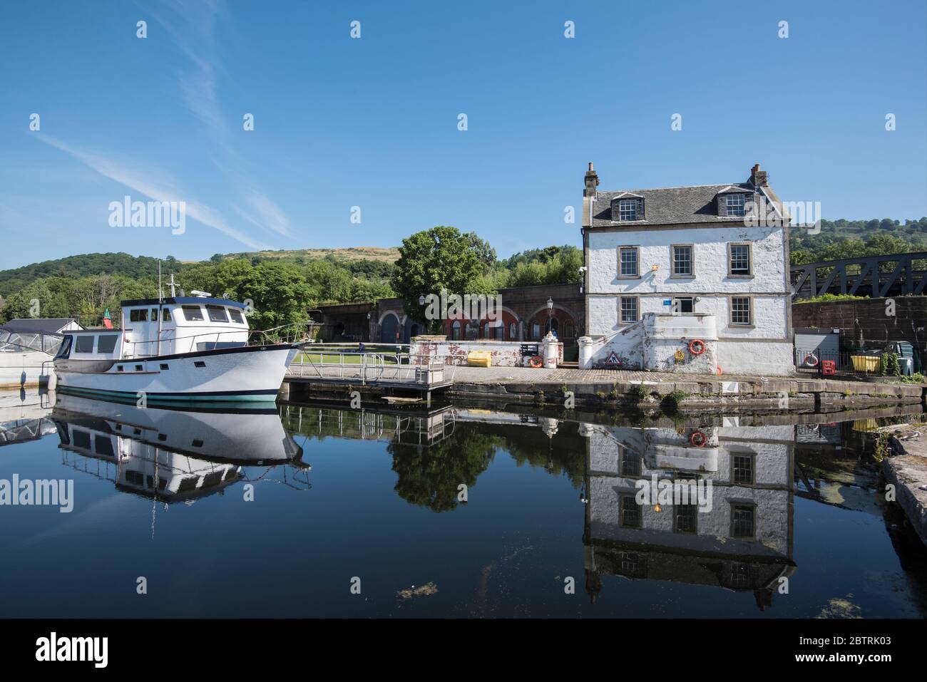 Custom House at Bowling Harbour / Bowling Basis Forth & Clyde Canal near Glasgow, Scotland Stock Photo