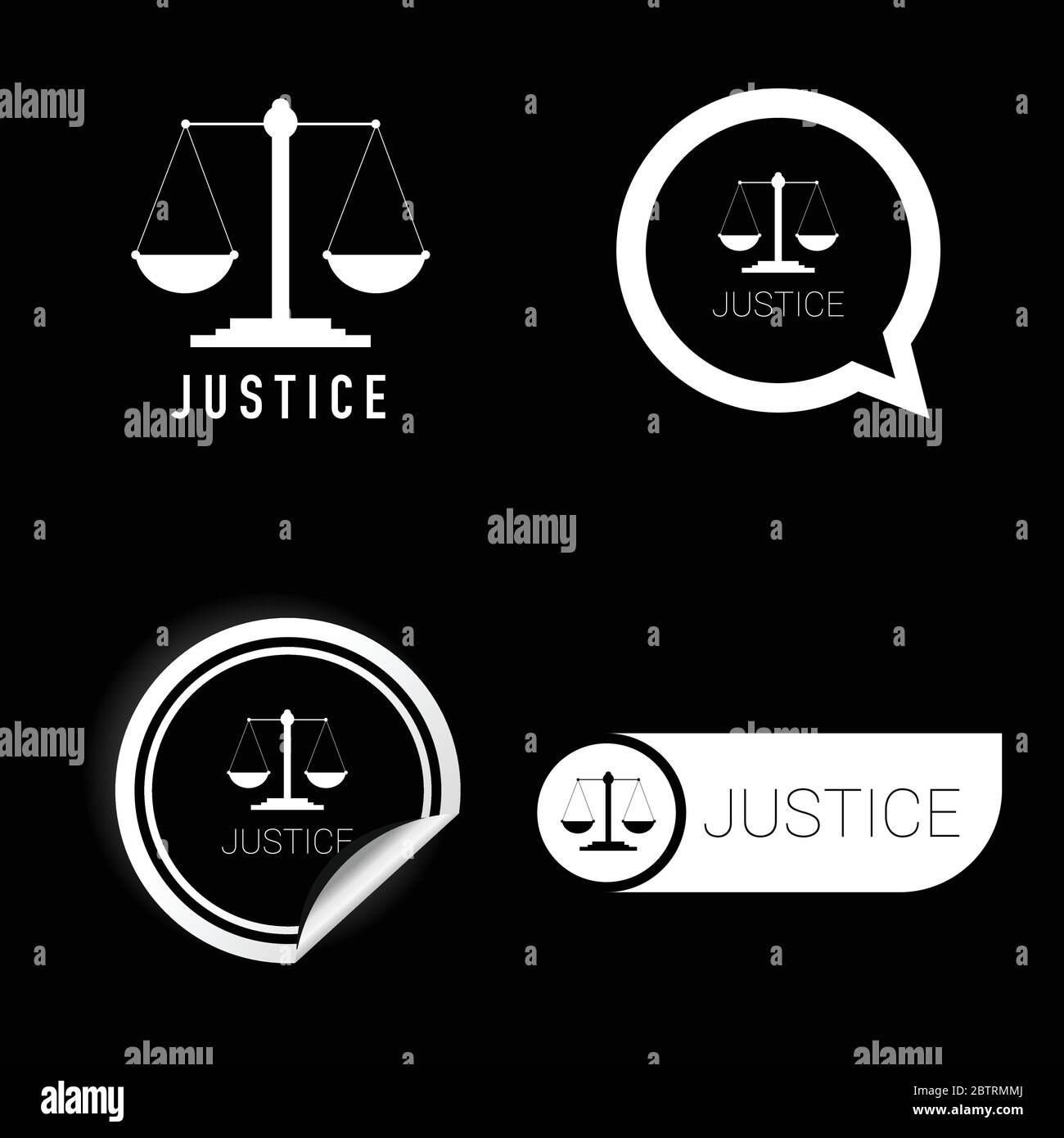 justice vector icon black and white color Stock Vector
