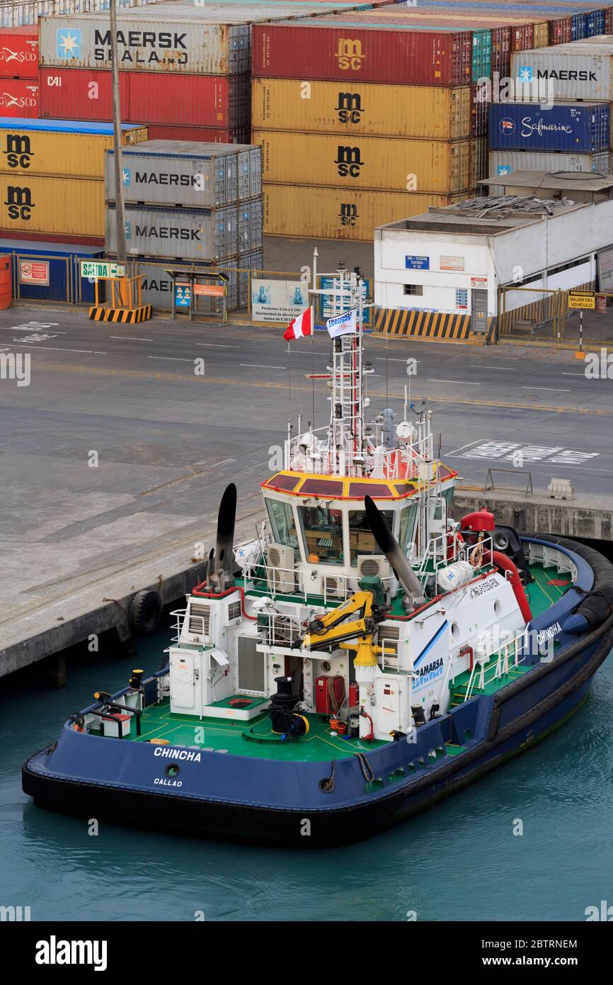 Tugboat, Port of Callao, Lima, Peru Stock Photo