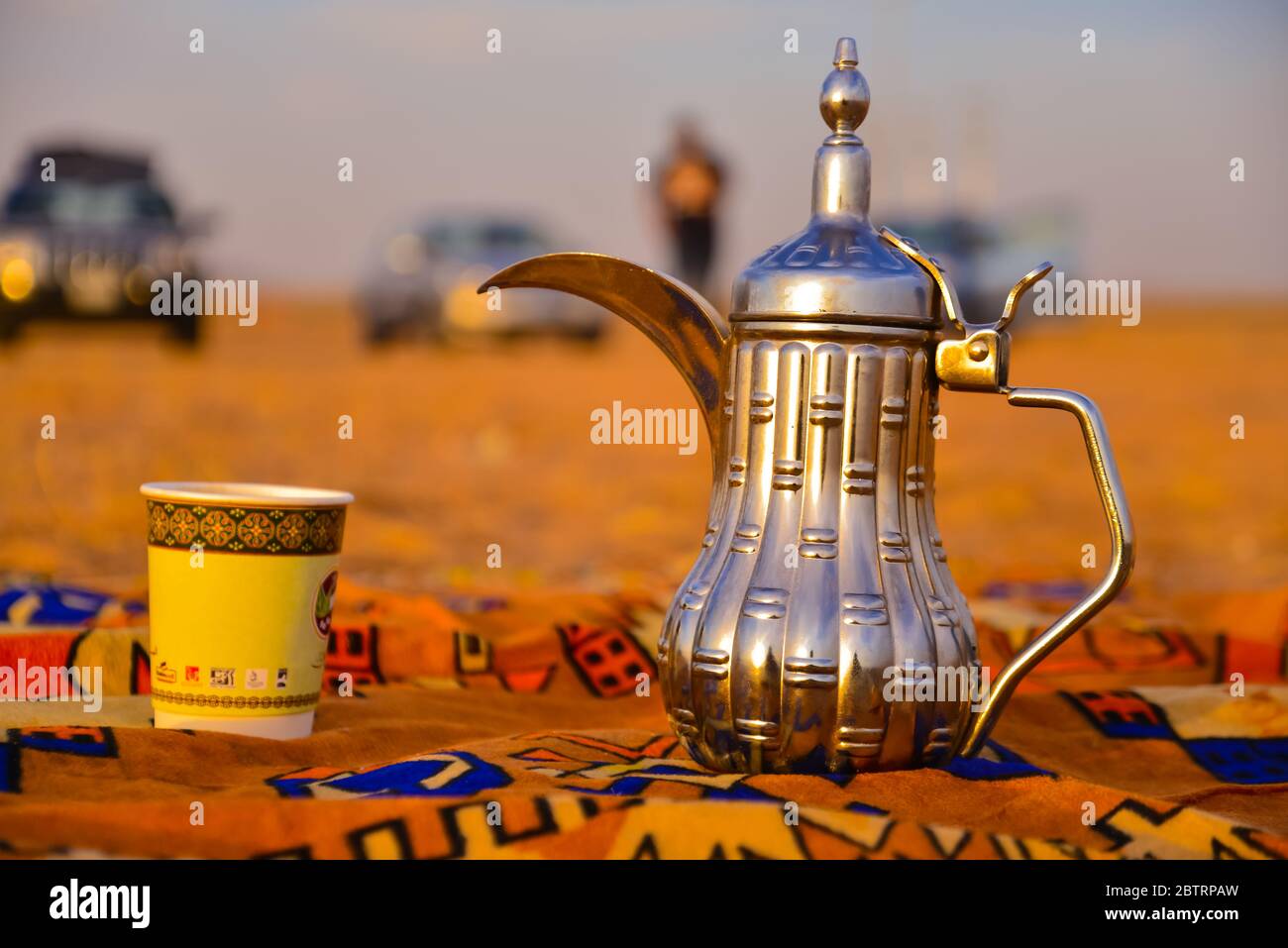Traditional Arabic Coffee Jar with Cup in dessert Stock Photo Alamy
