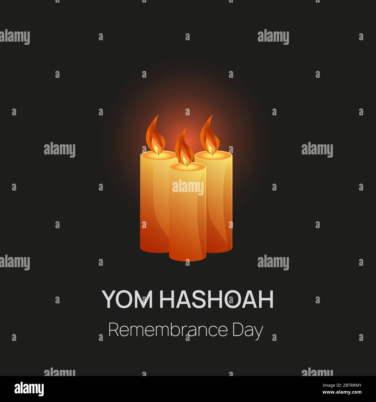 Memorial Day template. International Holocaust Remembrance Day with a Burning Candle on a Dark Background. Stock Vector