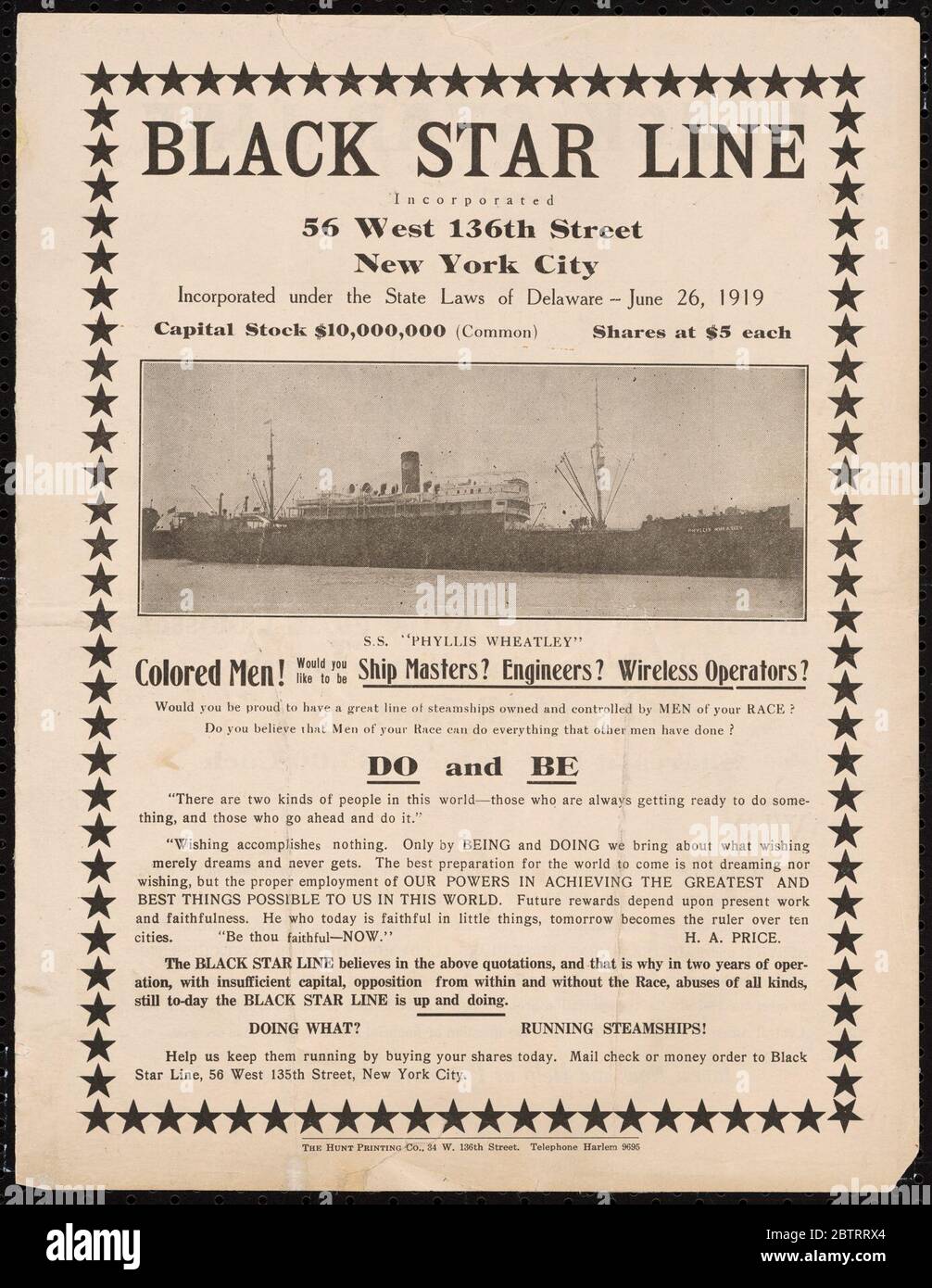 Broadside For The Black Star Line A Double sided Broadside With broadside-for-the-black-star-line-a-double-sided-broadside-with