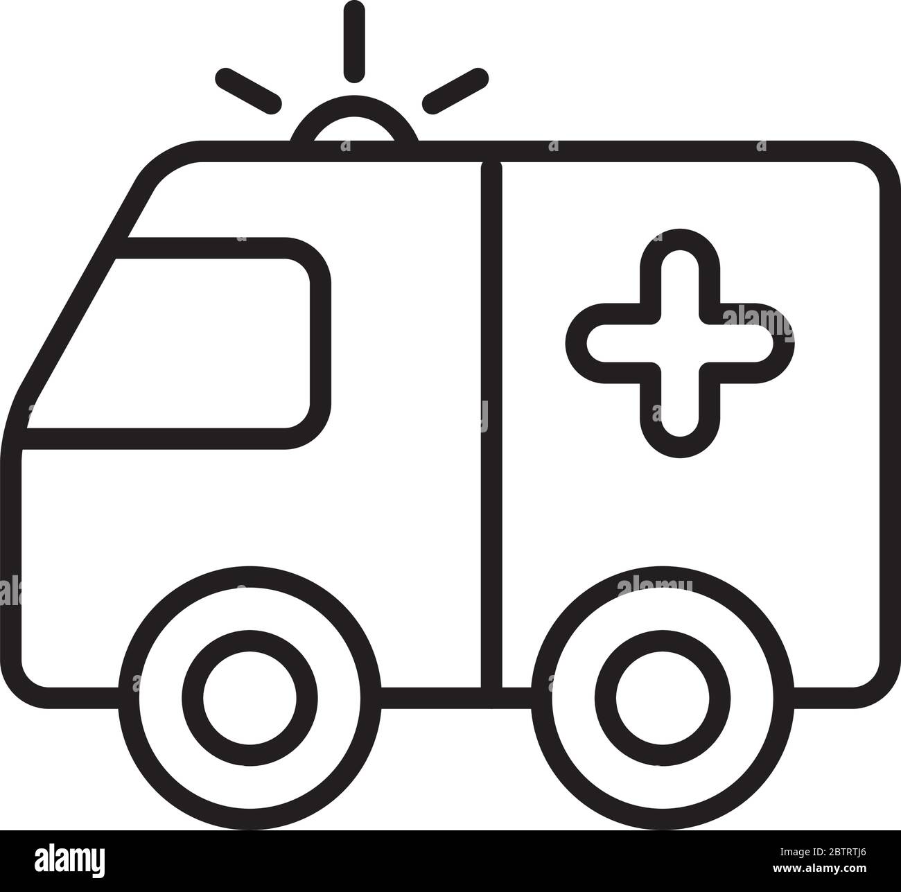 ambulance vehicle icon over white background, line style, vector illustration Stock Vector