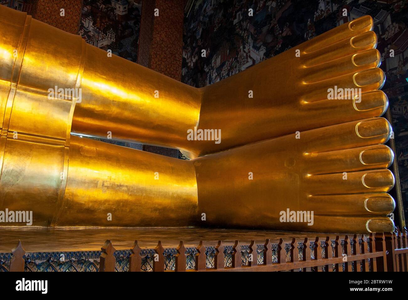Buddha's feet at Wat Pho temple in Bangkok, Thailand. Stock Photo