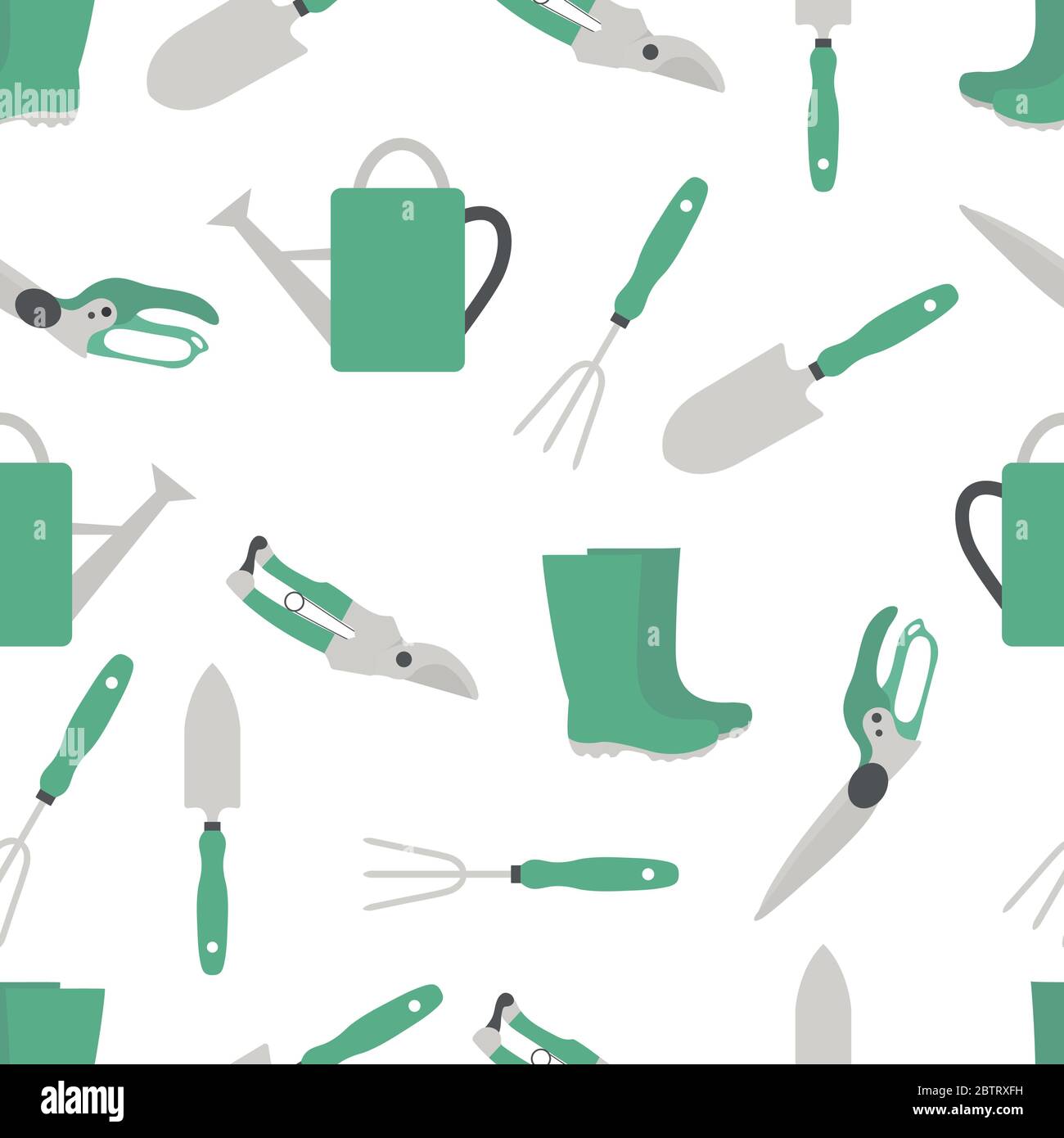 Vector seamless pattern Illustration with gardening tools and rubber ...