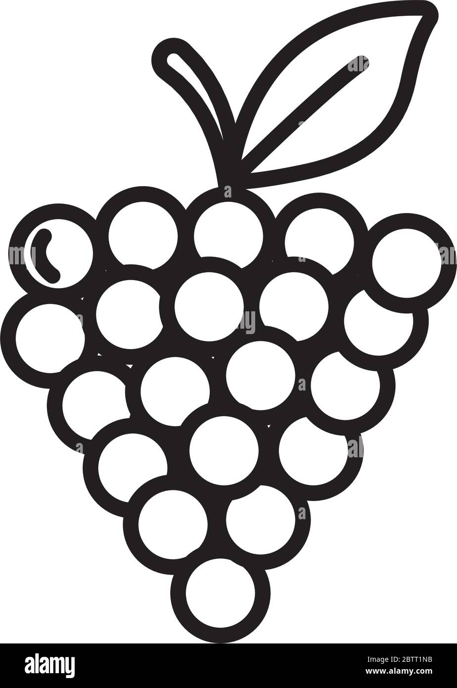 bunch of grapes fruit icon over white background, line style, vector ...