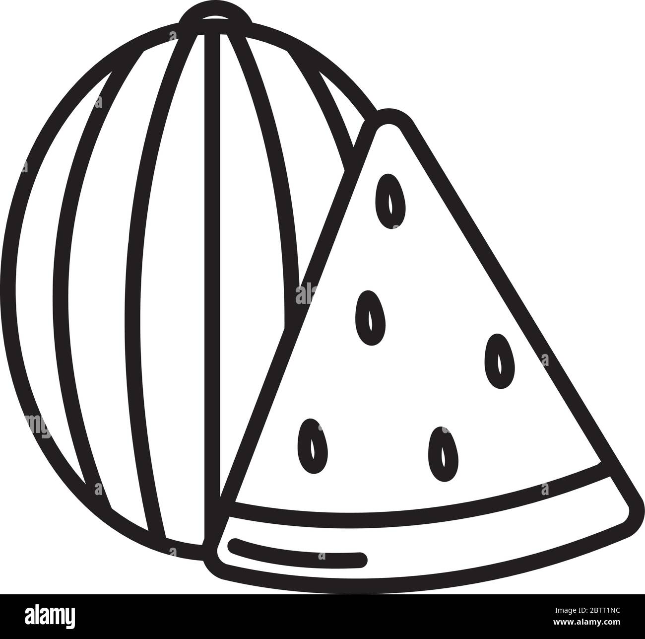 Sweet watermelon icon over white background, line style, vector ...