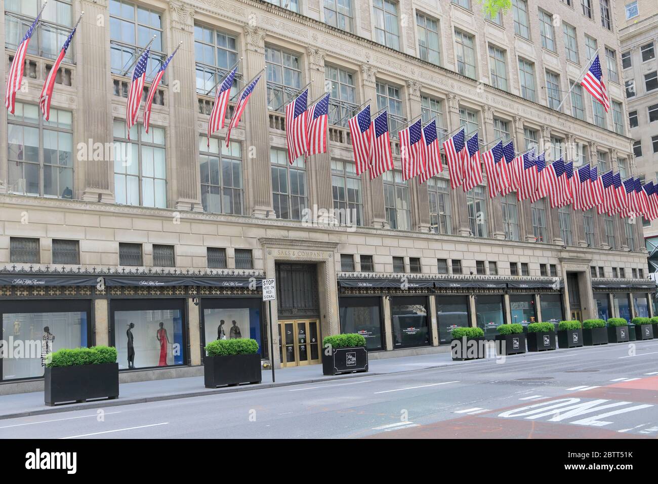 Saks Fifth Avenue Department Store, closed during Coronavirus Lockdown, Empty 5th Avenue, New York City, USA May 2020 Stock Photo