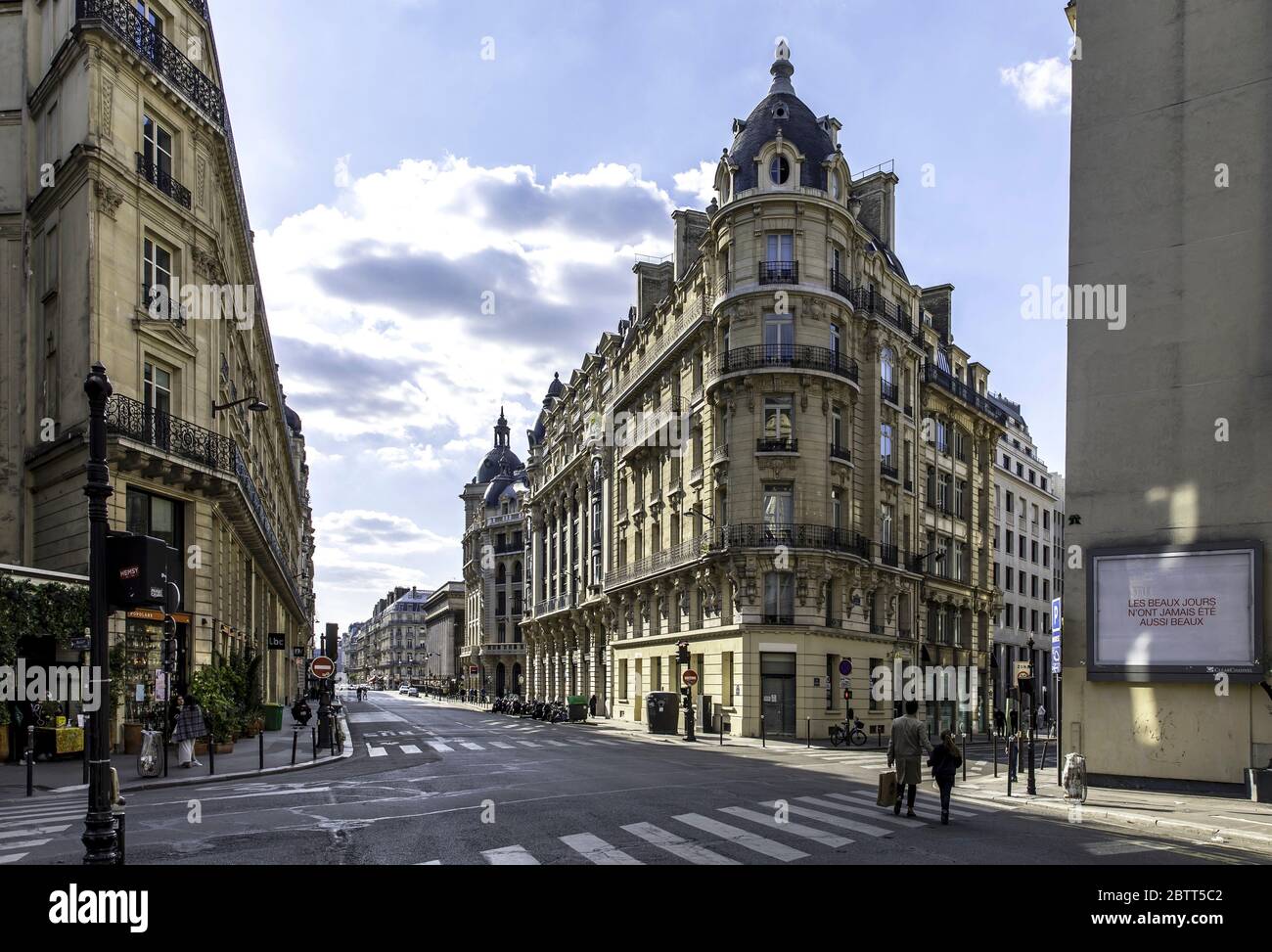 Paris, France - May 14, 2020: Typical haussmann buildings in Paris on the right Bank of the River Seine (Reaumur street) during containment measures d Stock Photo