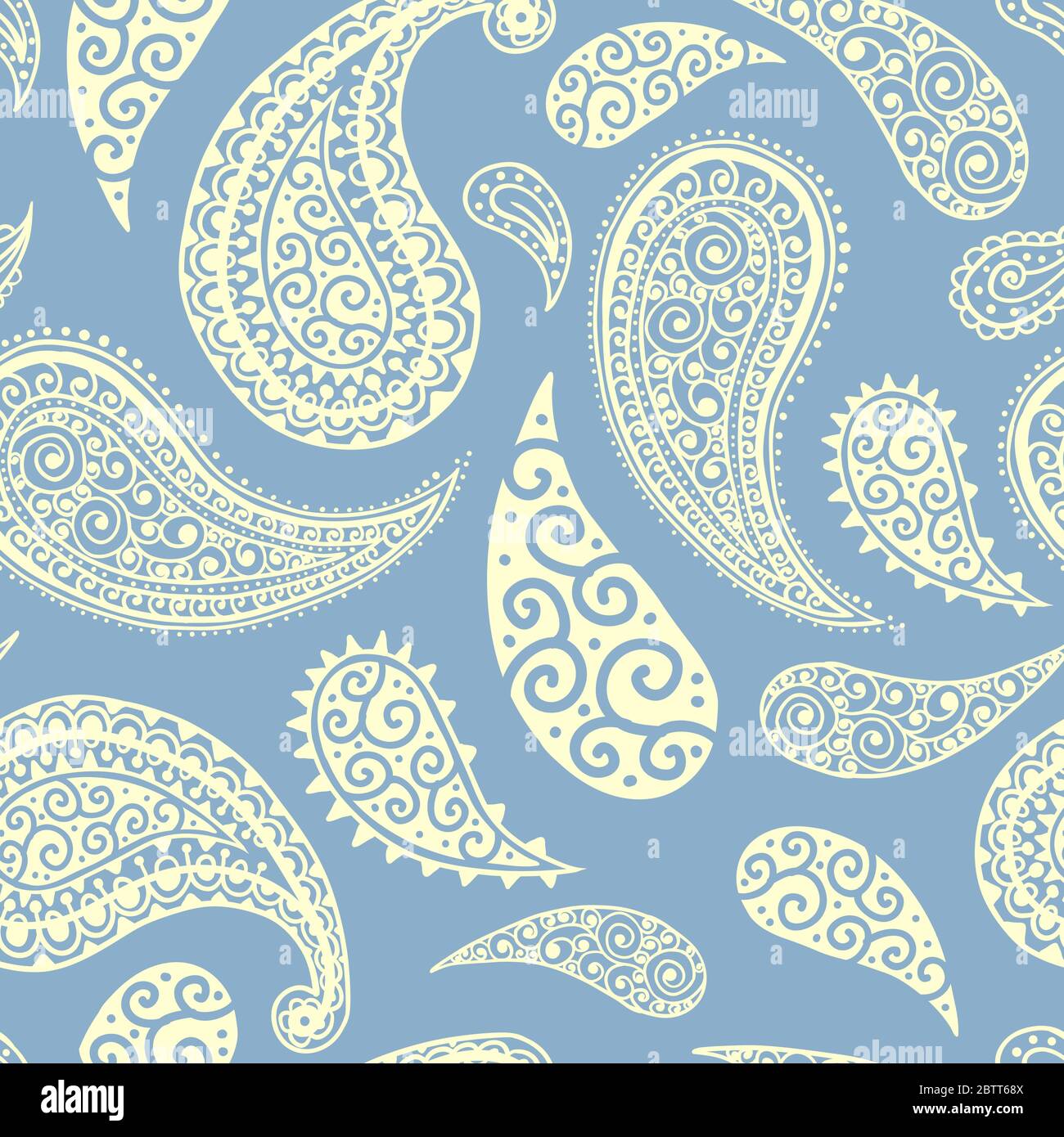 Paisley pattern vector background, seamless floral ornament in pale gray, blue colors, vector illustration. Abstract simple vintage Paisley pattern background, ornamental decoration Stock Vector