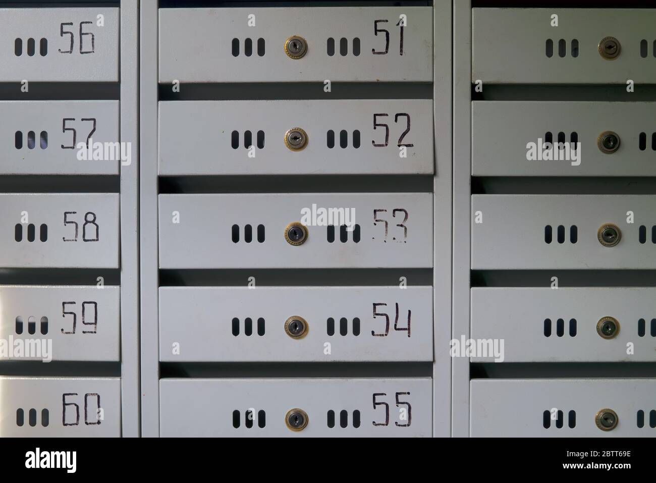 Mailboxes in apartment buildings close up as background Stock Photo Alamy