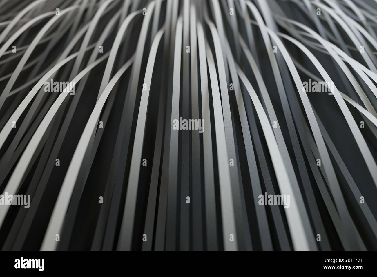 3D rendering of black and white stripes abstract background, paper structure Stock Photo