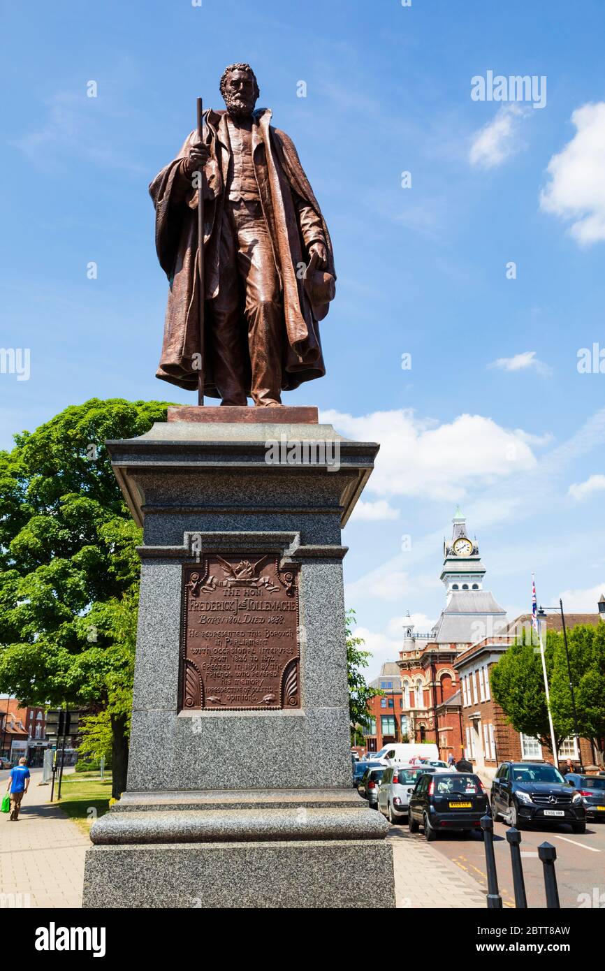 Statue of the hon frederick Tollemache, Member of Parliament, St Peters Hill, Grantham, lincolnshire, England Stock Photo