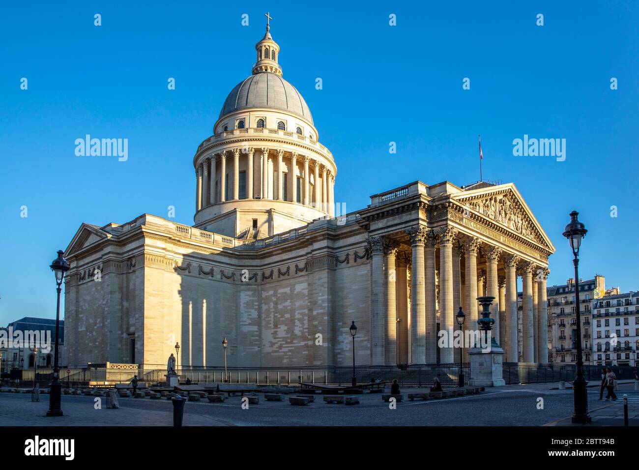 Paris, France - April 5, 2020: 20th day of containment because of Covid-19 in front of Pantheon in Paris Stock Photo