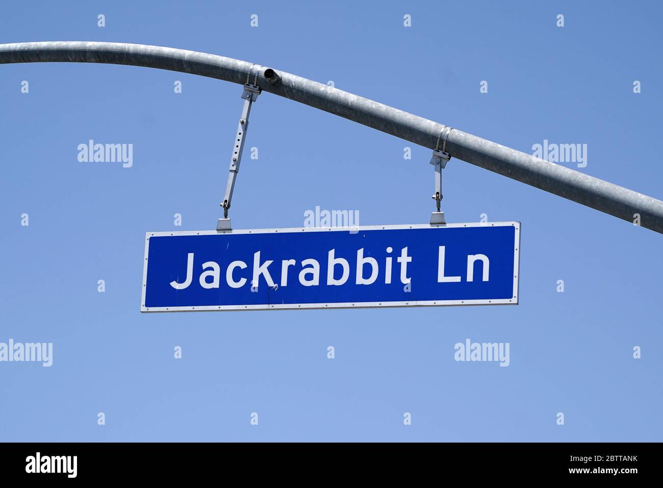 A Jackrabbit Ln. street sign near Long Beach Poly High School campus amid the global coronavirus COVID-19 pandemic, Monday, May 25, 2020, in Long Beach, Calif.  Photo via Newscom Stock Photo