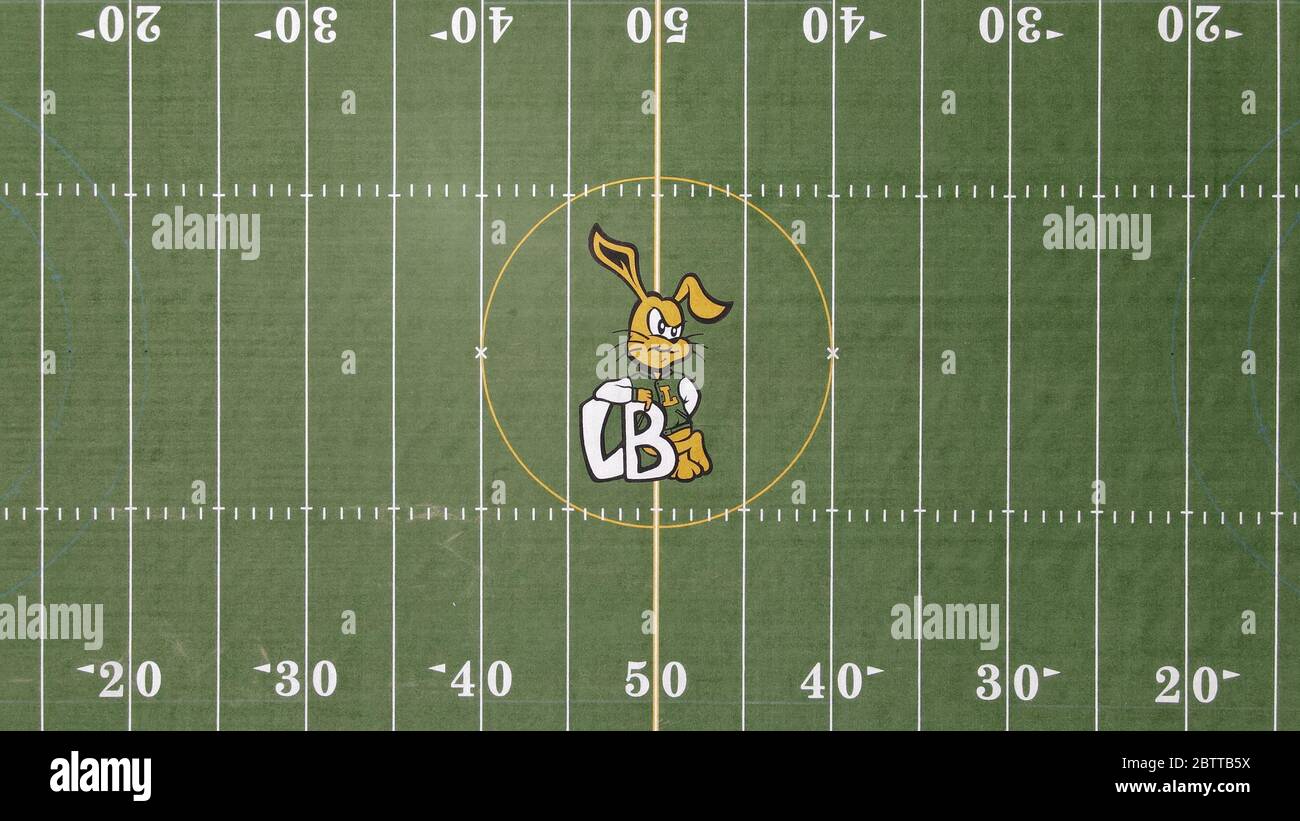 The Long Beach Poly High School Jackrabbits mascot at midfield of the ...