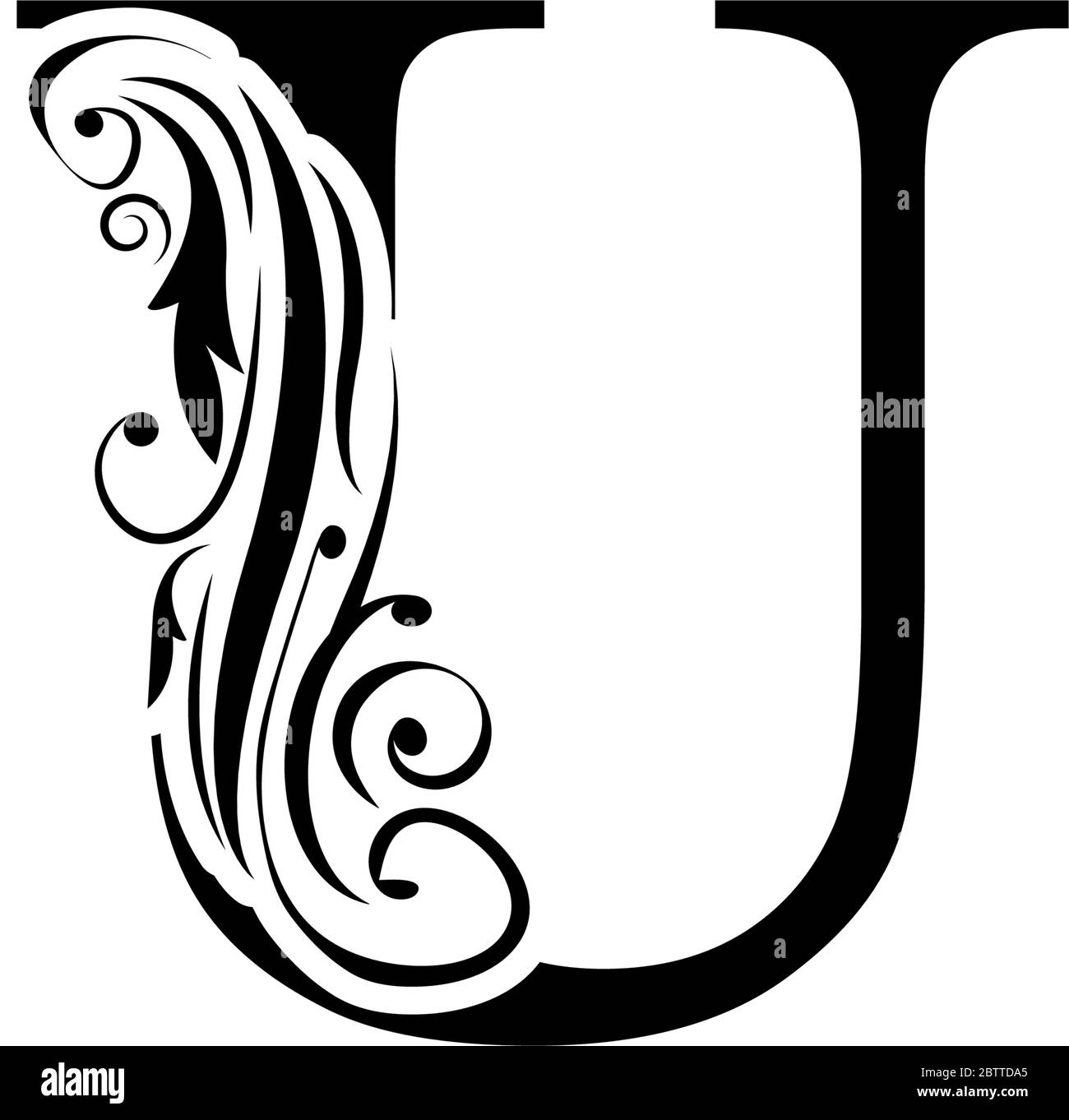 U. letter Stock Vintage Alphabet. black vector Logo Art flower Vector Image letters. & initial - ornament Alamy