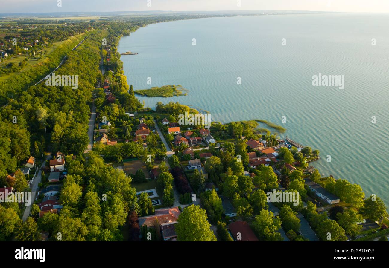 Balatonvilagos in Hungary aerial view in summer. Stock Photo