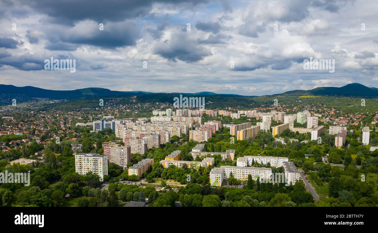 Bekasmegyer, Budapest, Hungary aerial view. Panel housing estate in Europe. Stock Photo
