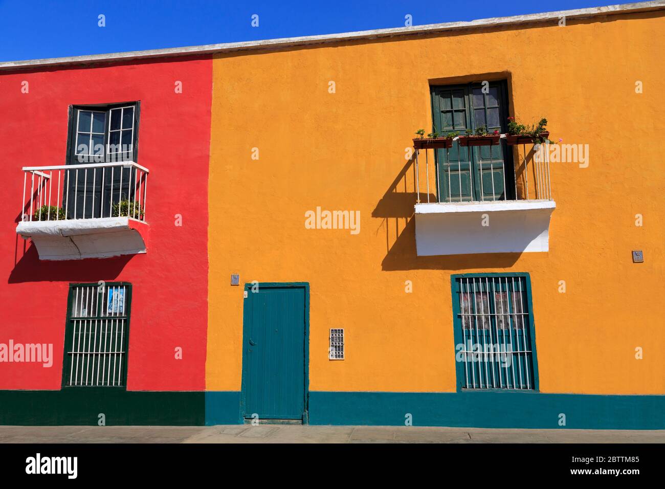 Houses on Independencia Street, Trujillo, Peru, South America Stock