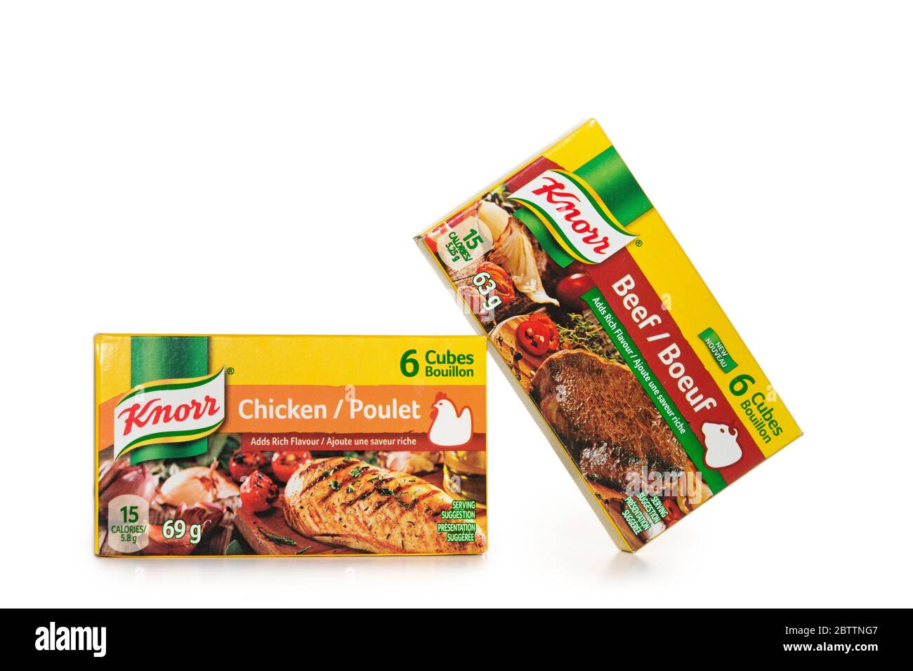 Knorr Stock Cubes, Soup Base, Beef and Chicken Stock Photo