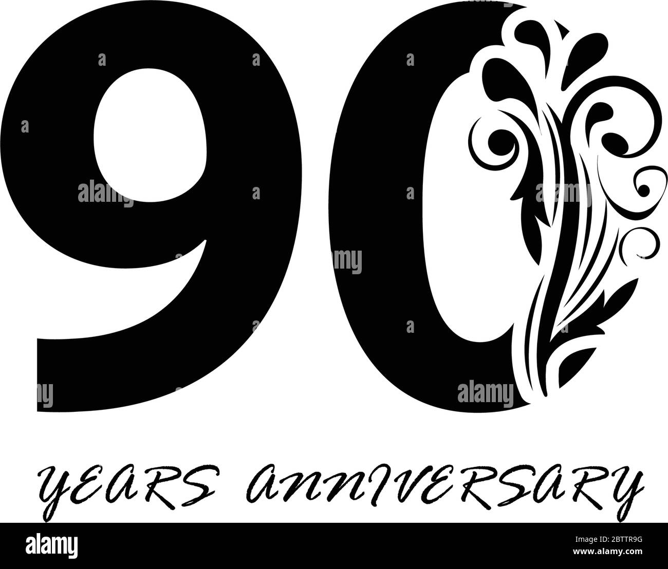 90 years anniversary vector, style for celebration, logo template Stock