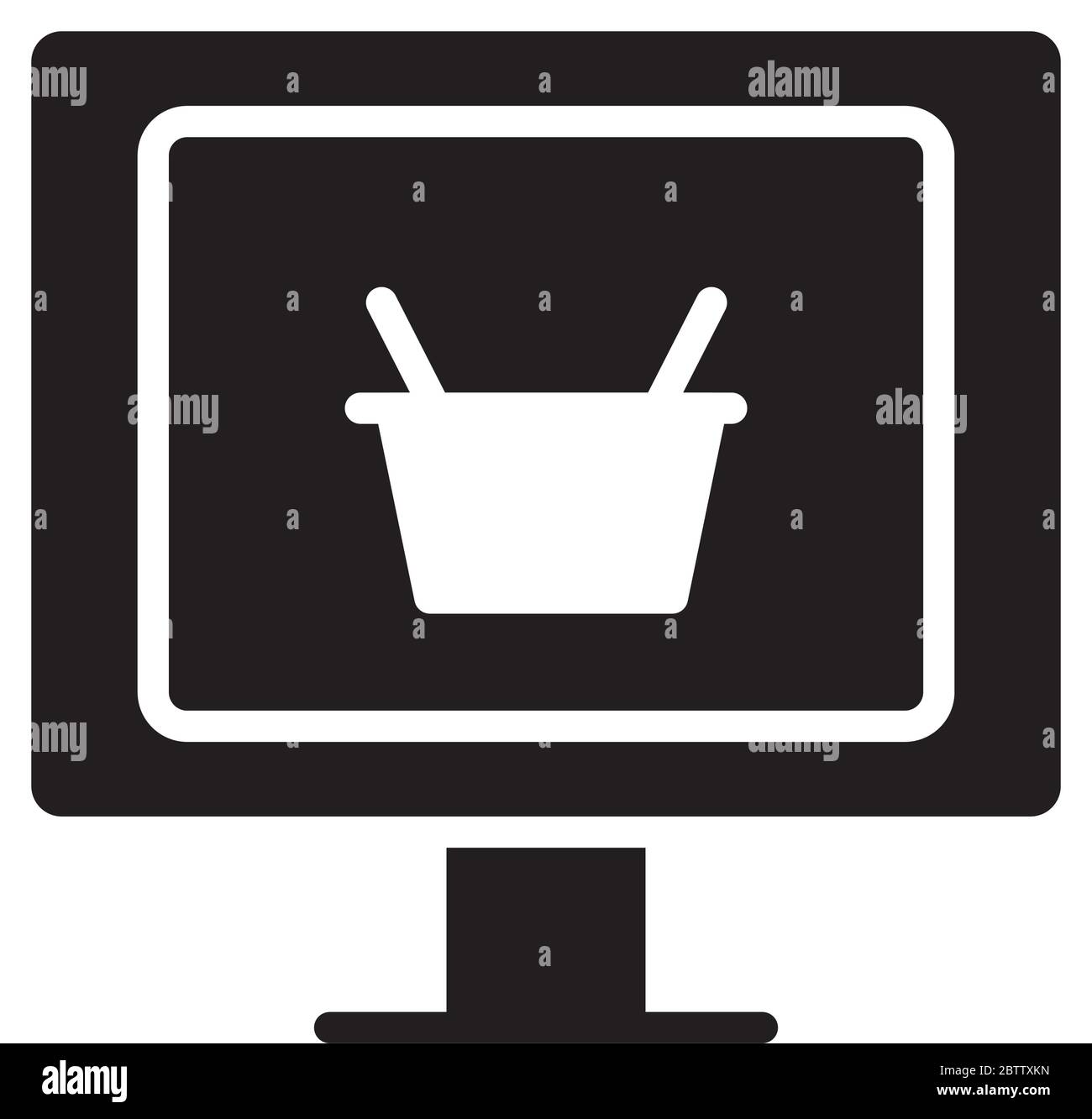 shopping online concept, computer with shopping basket icon on screen ...