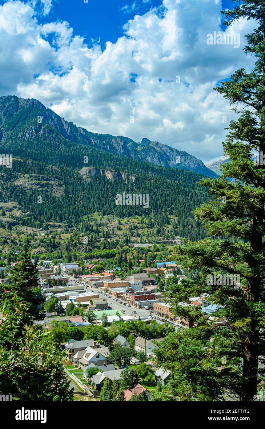 Overview of the town of Ouray Colorado in summer USA Stock Photo Alamy
