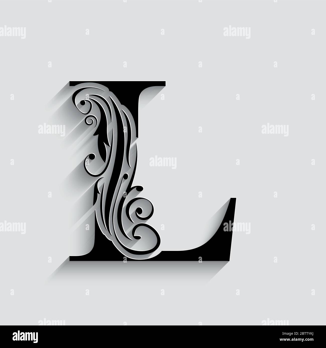 letter L. Black flower alphabet. Beautiful capital letter with ...
