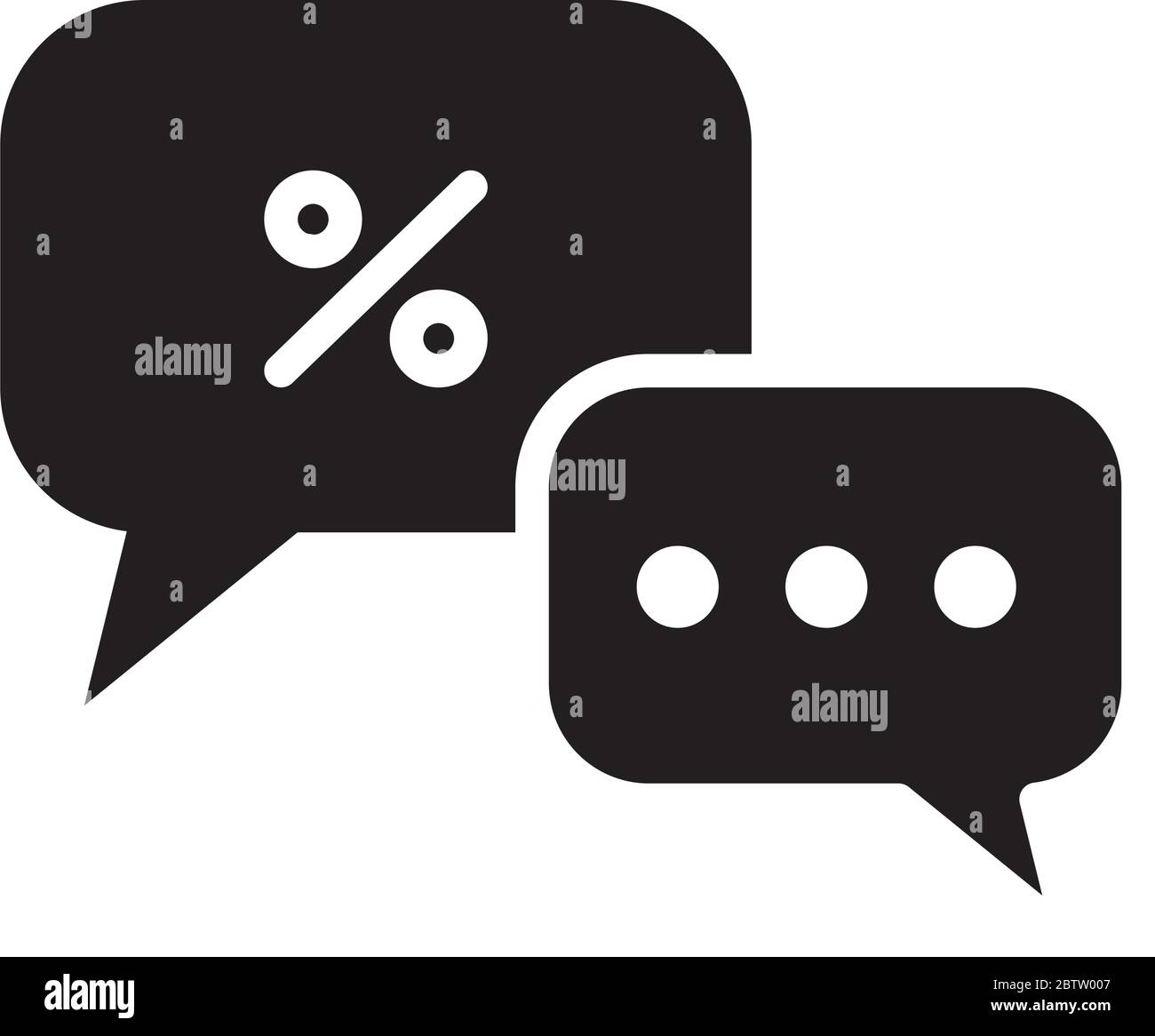 speech bubbles with percentage icon over white background, silhouette style, vector illustration ...