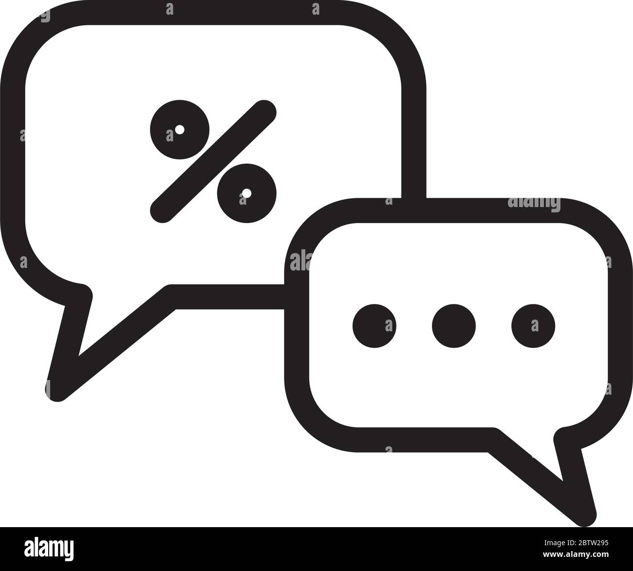 speech bubbles with percentage icon over white background, line style, vector illustration Stock ...
