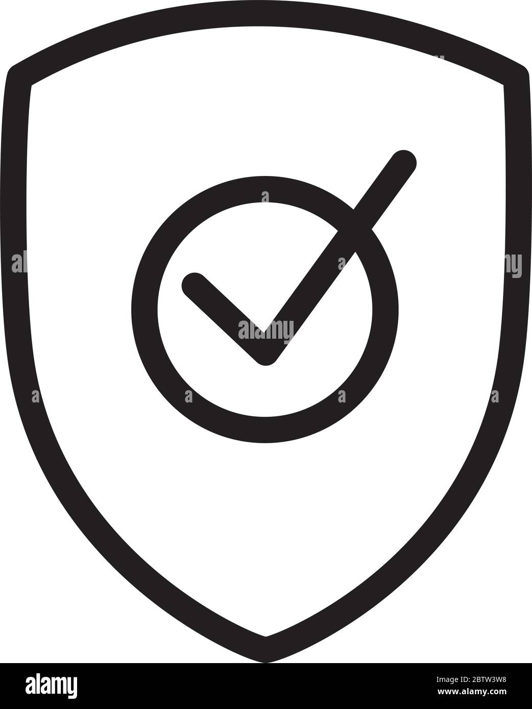 security shield with check mark icon over white background, line style ...