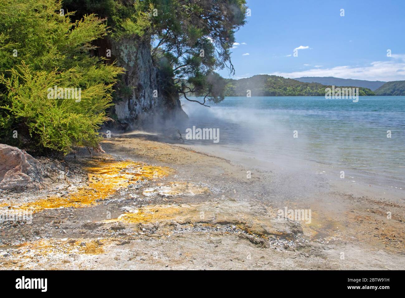 Hot Water Beach on Lake Tarawera Stock Photo