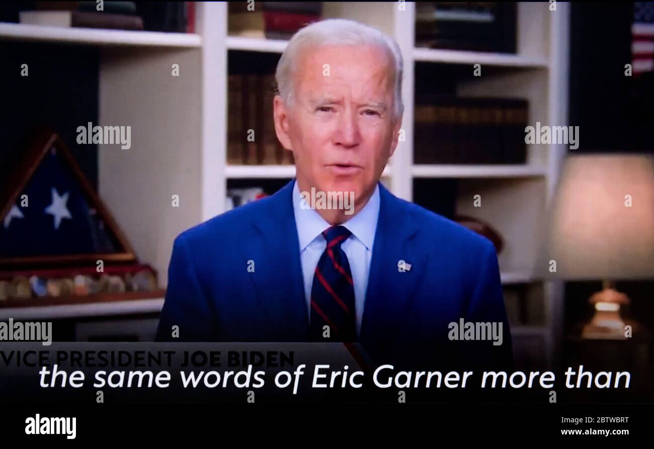 Wilmington, Delaware, USA. 27th May, 2020. A screen grab of Vice President JOE BIDEN reacting to the death of GEORGE FLOYD while in police custody in Minneapolis. Credit: Brian Cahn/ZUMA Wire/Alamy Live News Stock Photo