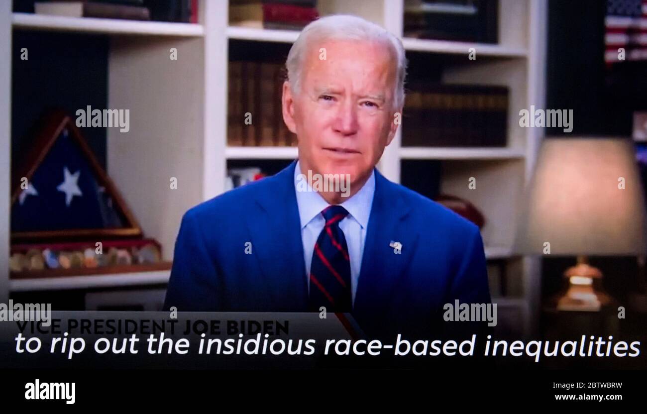 Wilmington, Delaware, USA. 27th May, 2020. A screen grab of Vice President JOE BIDEN reacting to the death of GEORGE FLOYD while in police custody in Minneapolis. Credit: Brian Cahn/ZUMA Wire/Alamy Live News Stock Photo