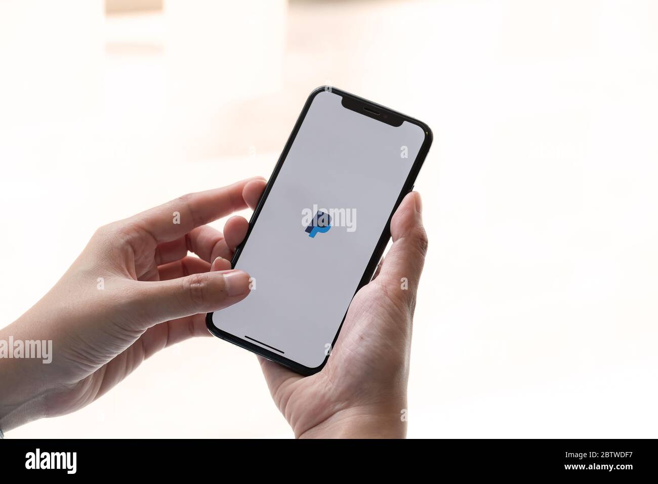 CHIANG MAI, THAILAND, OCT 27, 2019 Using PayPal for online shopping