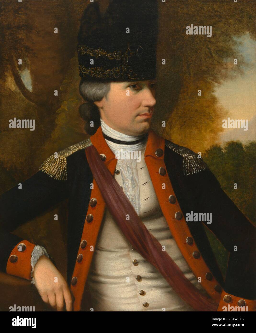 Charles Cotesworth Pinckney. Charles Cotesworth Pinckney posed for his portrait around 1773 in the red coat (traces of which remain) of the Charles Town colonial militia. By 1775, despite formative years spent in England, Pinckney was an enthusiastic rebel. Stock Photo