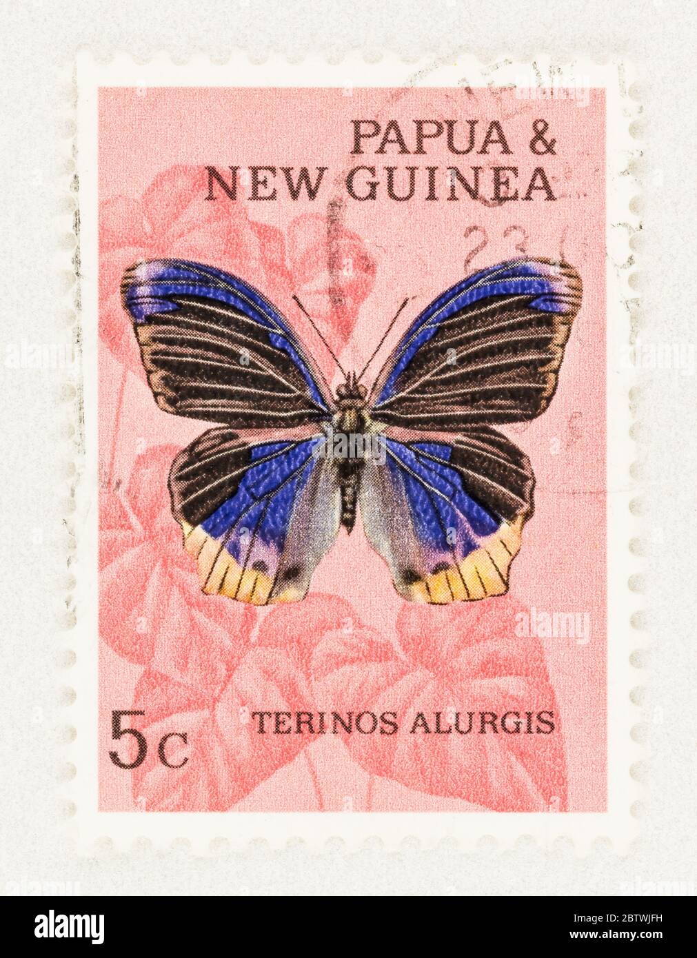 SEATTLE WASHINGTON - May 25, 2020:   Papua and New Guinea stamp featuring Terinos alurgis, a Nymphalid  butterfly. Scott # 212 Stock Photo