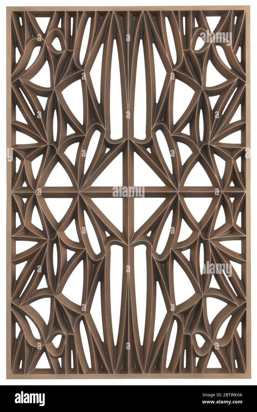 Corona panel designed for NMAAHC Type C 75 opacity. An openwork cast aluminum panel of the type used to fabricate the cladding that covers the exterior of the National Museum of African American History and Culture, located on the National Mall in Washington, DC. Stock Photo