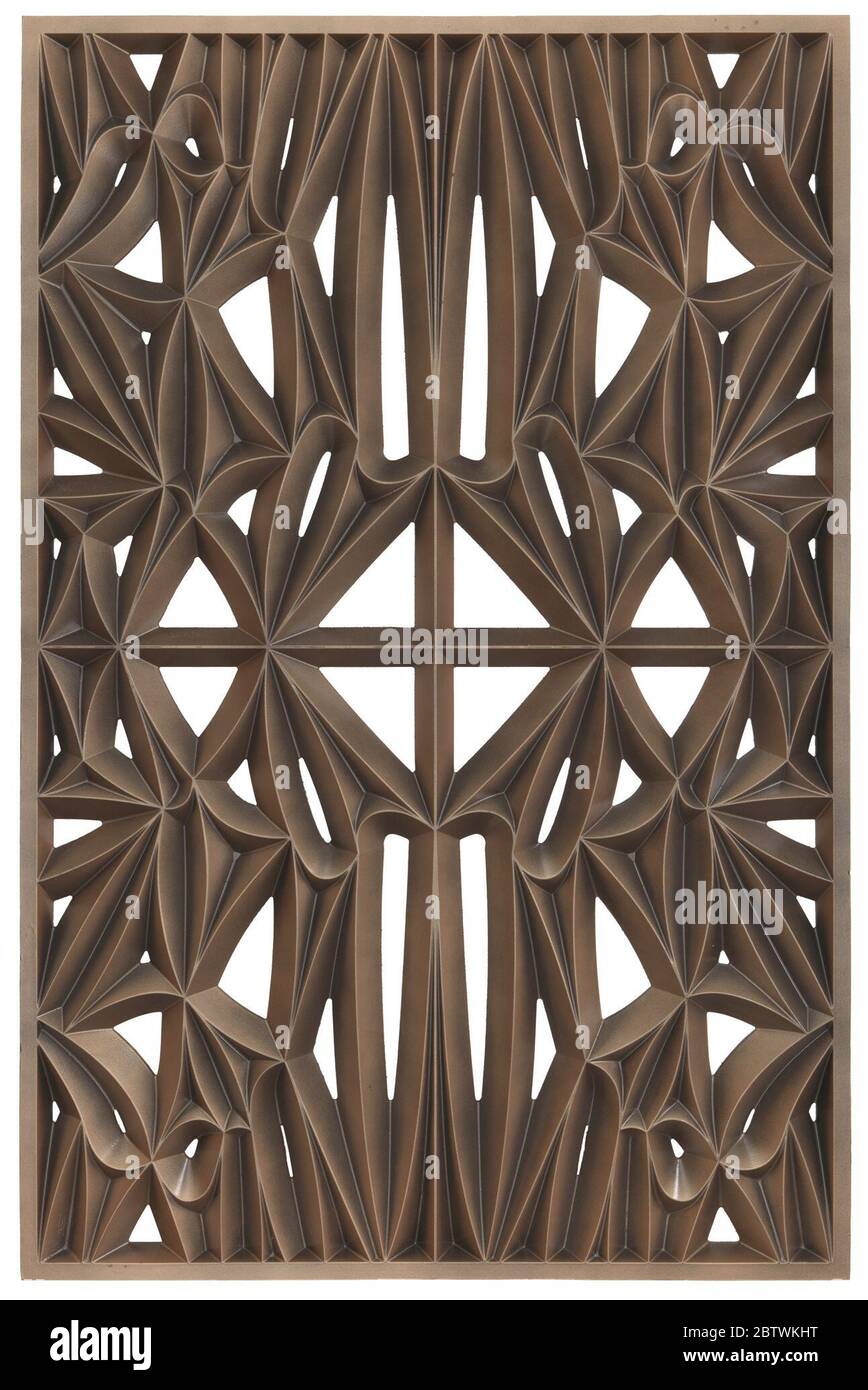 Corona panel designed for NMAAHC Type F 90 opacity. An openwork cast aluminum panel of the type used to fabricate the cladding that covers the exterior of the National Museum of African American History and Culture, located on the National Mall in Washington, DC. Stock Photo
