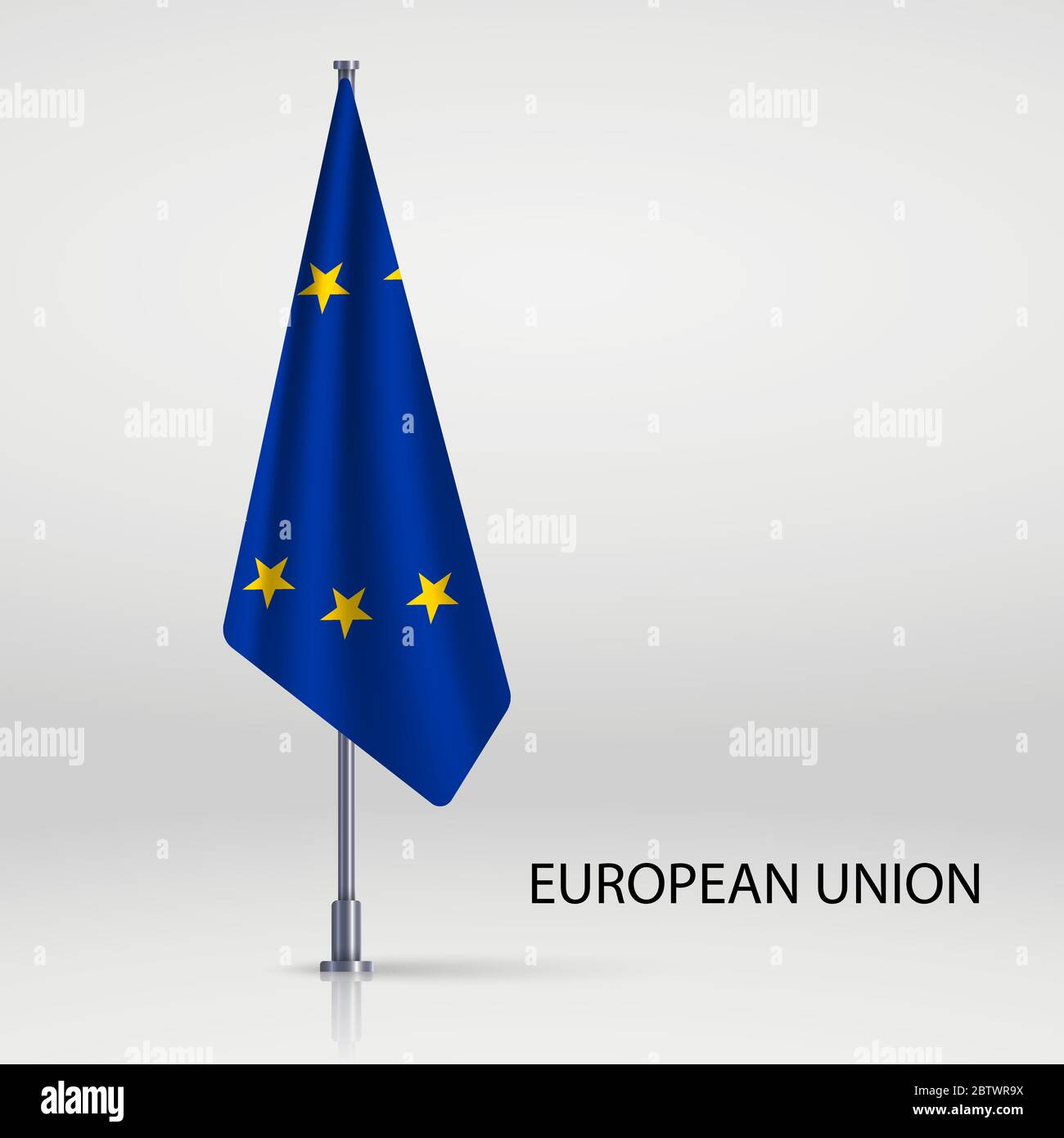 European Union hanging flag on flagpole Stock Vector