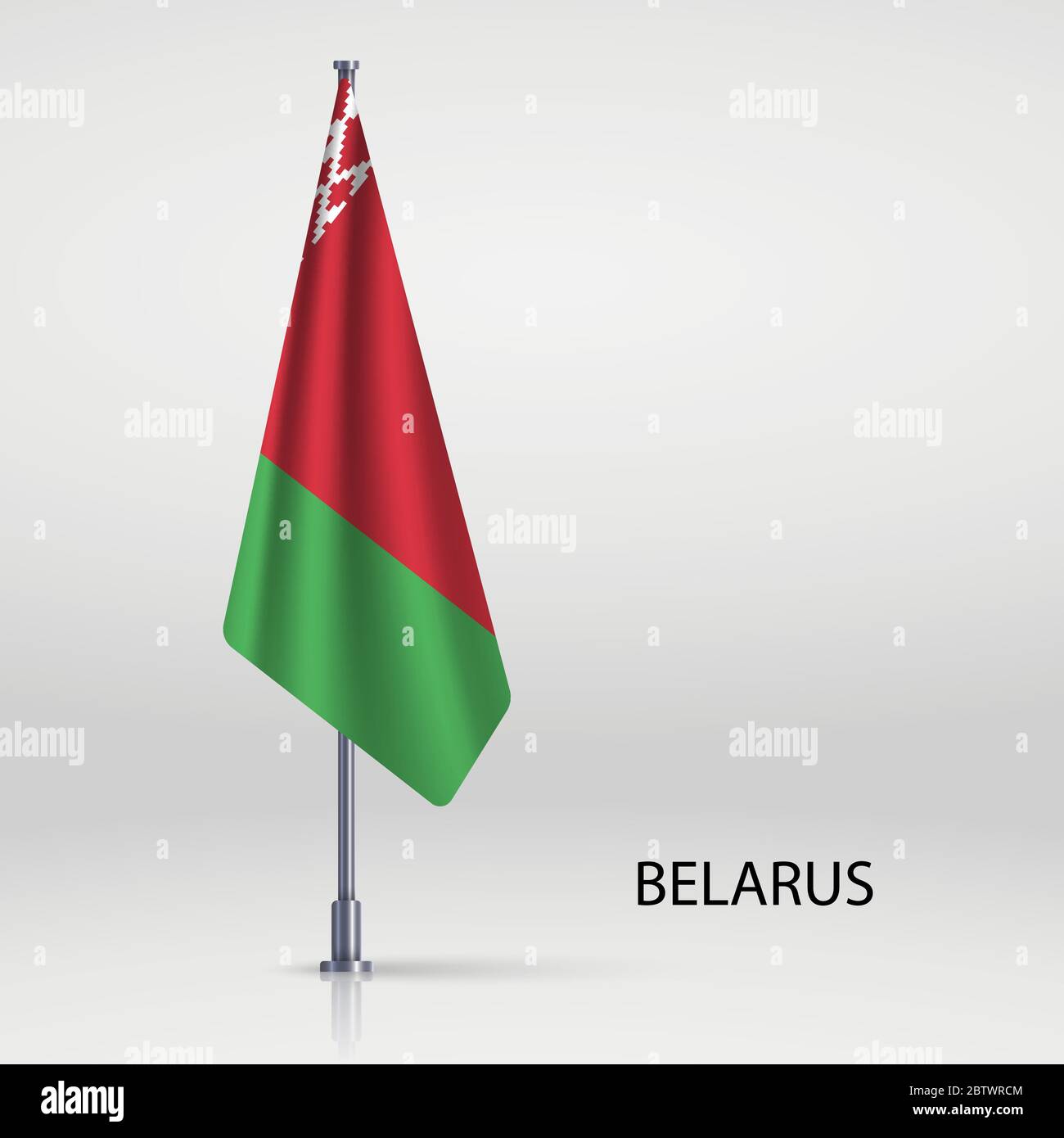 Belarus hanging flag on flagpole Stock Vector