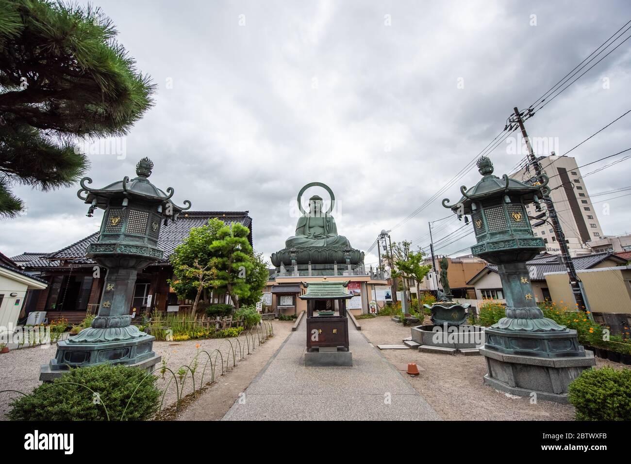 Takaoka city is a former castle town in Toyama Prefecture less than 20 minutes by train from Toyama City Stock Photo