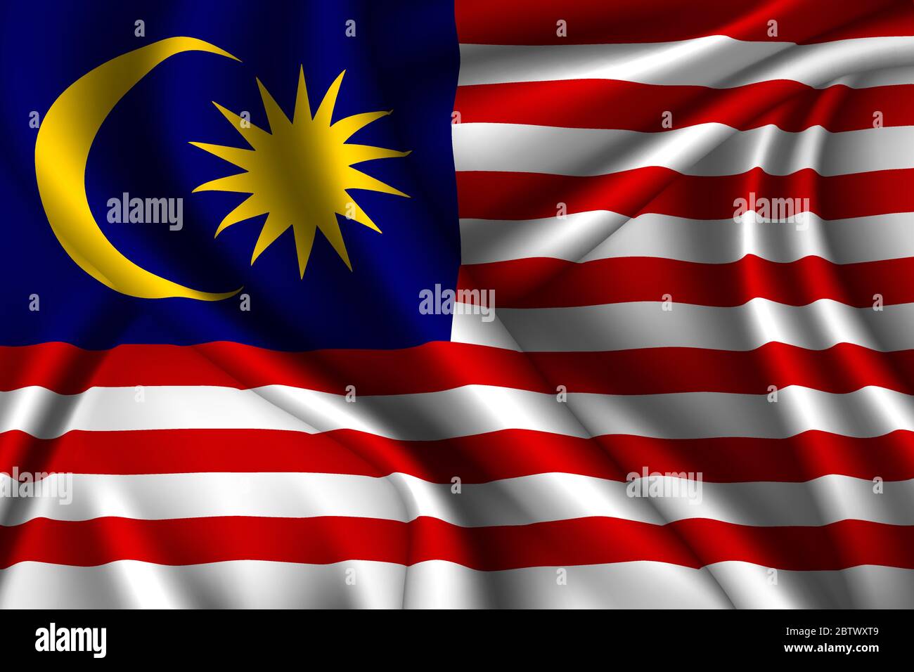 Malaysia berkibar bendera gambar Animasi Lukisan