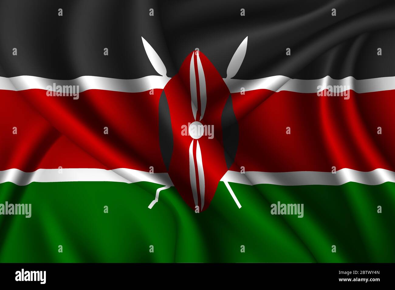 Kenya national flag of silk. Vector fabric texture Stock Vector Image