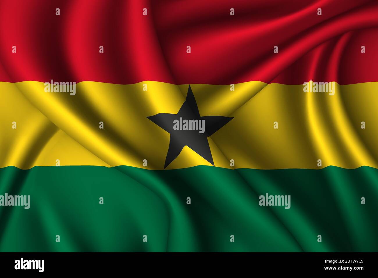 Ghana national flag of silk. Vector fabric texture Stock Vector Image ...