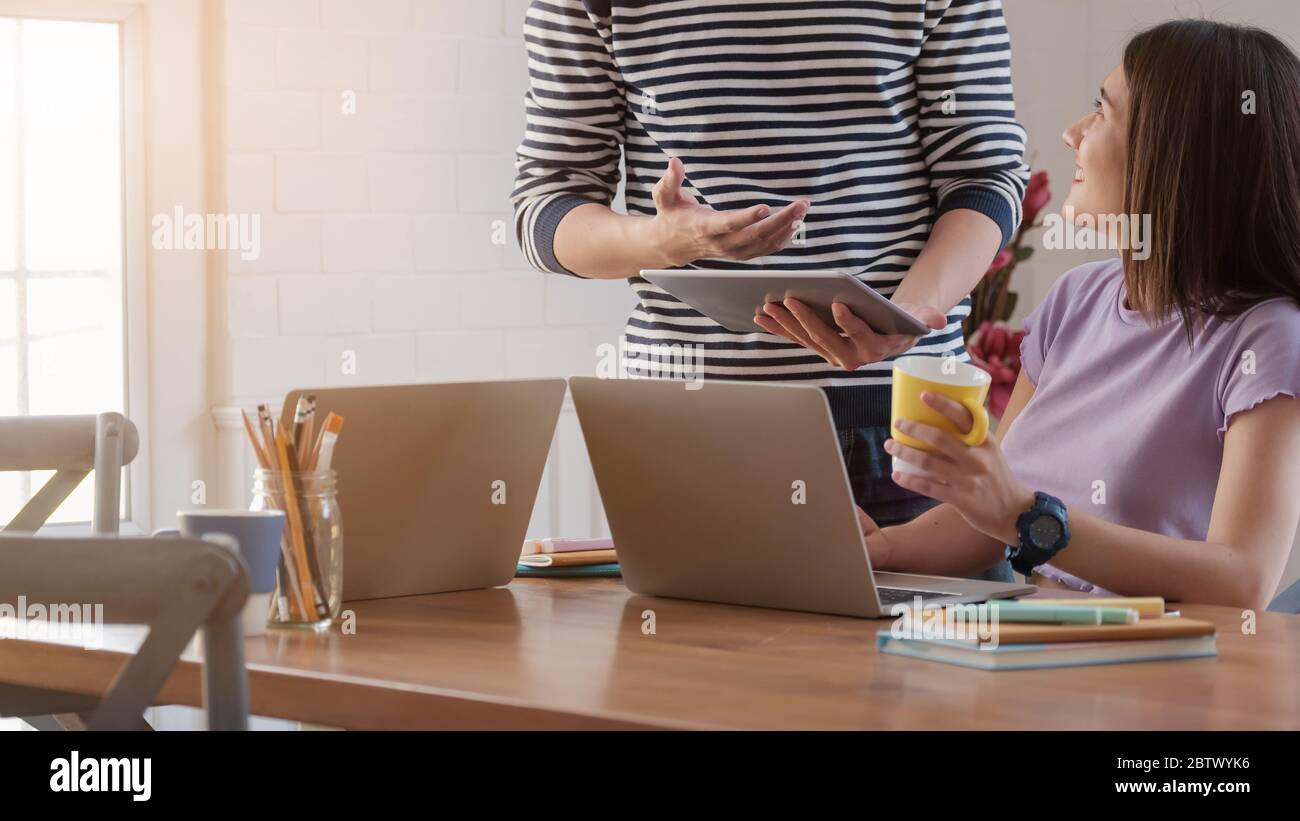 Startup Diversity Teamwork Brainstorming Meeting Concept. Business Team Coworker planning Start up new project Stock Photo